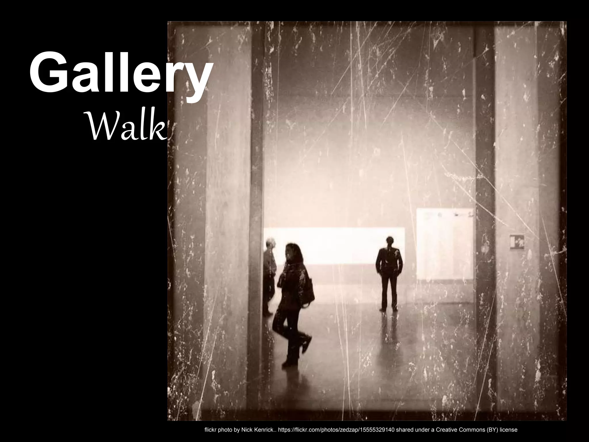 Gallery
Walk
flickr photo by Nick Kenrick.. https://flickr.com/photos/zedzap/15555329140 shared under a Creative Commons (BY) license
 