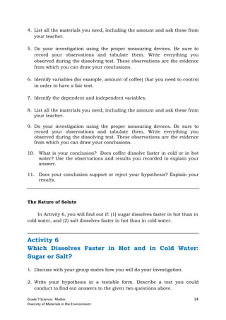 Grade7 Science Learner's Material Quarters1-2 | PDF