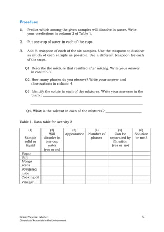 Grade7 Science Learner's Material Quarters1-2 | PDF