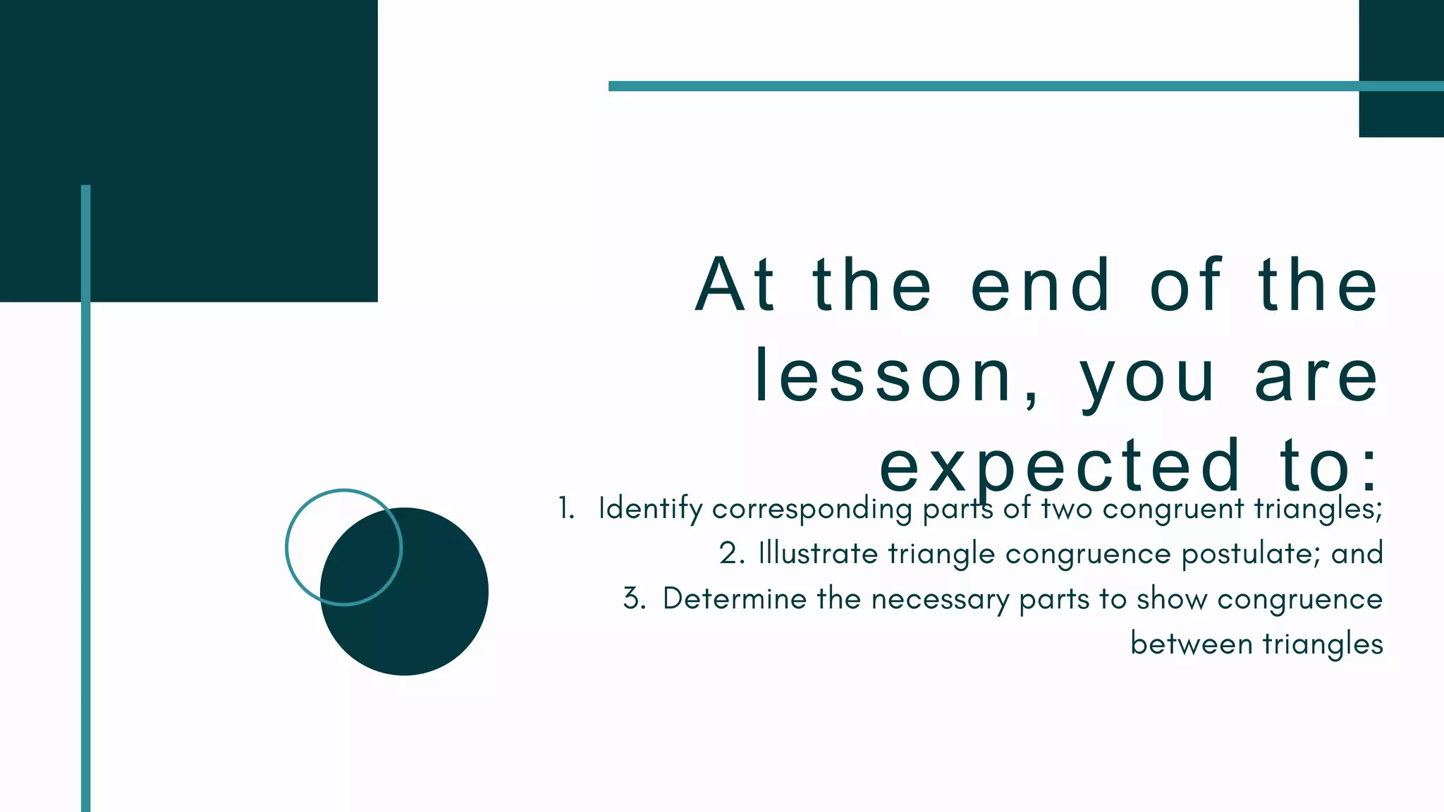 At the end of the
lesson, you are
expected to:
 