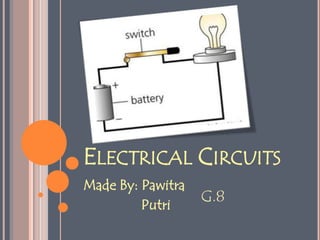 ELECTRICAL CIRCUITS
Made By: Pawitra
         Putri
                   G.8
 