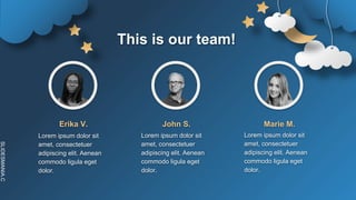 SLIDESMANIA.C
This is our team!
Erika V. John S. Marie M.
Lorem ipsum dolor sit
amet, consectetuer
adipiscing elit. Aenean
commodo ligula eget
dolor.
Lorem ipsum dolor sit
amet, consectetuer
adipiscing elit. Aenean
commodo ligula eget
dolor.
Lorem ipsum dolor sit
amet, consectetuer
adipiscing elit. Aenean
commodo ligula eget
dolor.
 