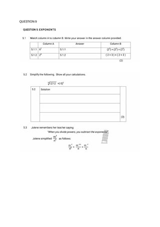 Grade 8 Mathematics: Comprehensive Exponents Practice Questions | PDF