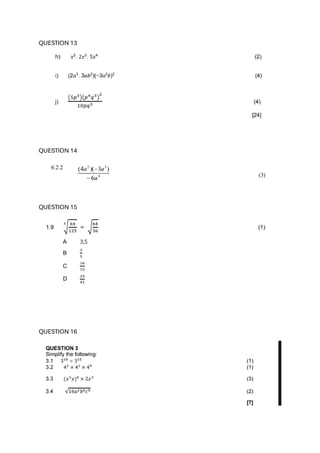 Level 8 Math Questions Grade 8 Mathematics: Comprehensive Exponents Practice Questions | PDF