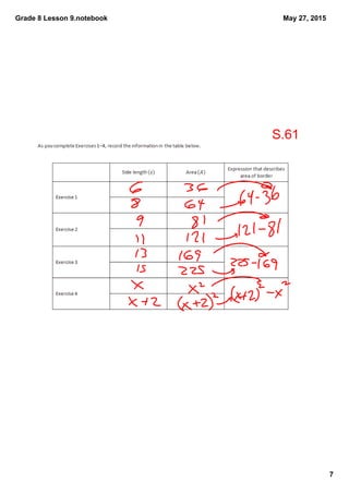 Grade 8 Lesson 9.notebook
7
May 27, 2015
S.61
 