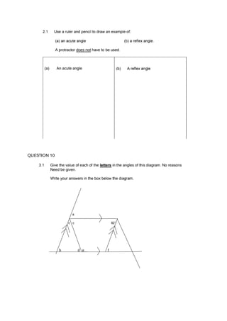 Comprehensive Grade 8 Mathematics Angles Practice Questions | PDF