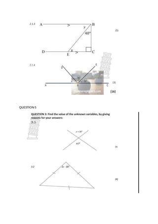 Comprehensive Grade 8 Mathematics Angles Practice Questions | PDF
