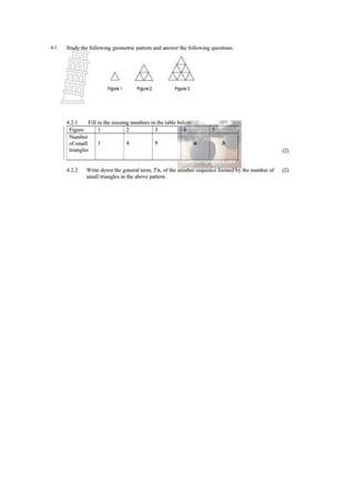 Grade 8 Mathematics: Practice Questions on Sequences and Patterns | PDF