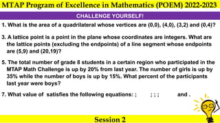 Integers Poem Program of Excellence in Mathematics (POEM) Grade 8 Session 2 | PPTX