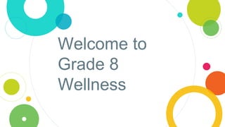 Welcome to
Grade 8
Wellness
 