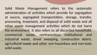 PROCEDURES FOR STORAGE OF WASTE MANAGEMENT | PPTX