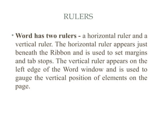 How Ruler Works In Words Comprehensive Guide to Microsoft Word Interface and Features | PDF