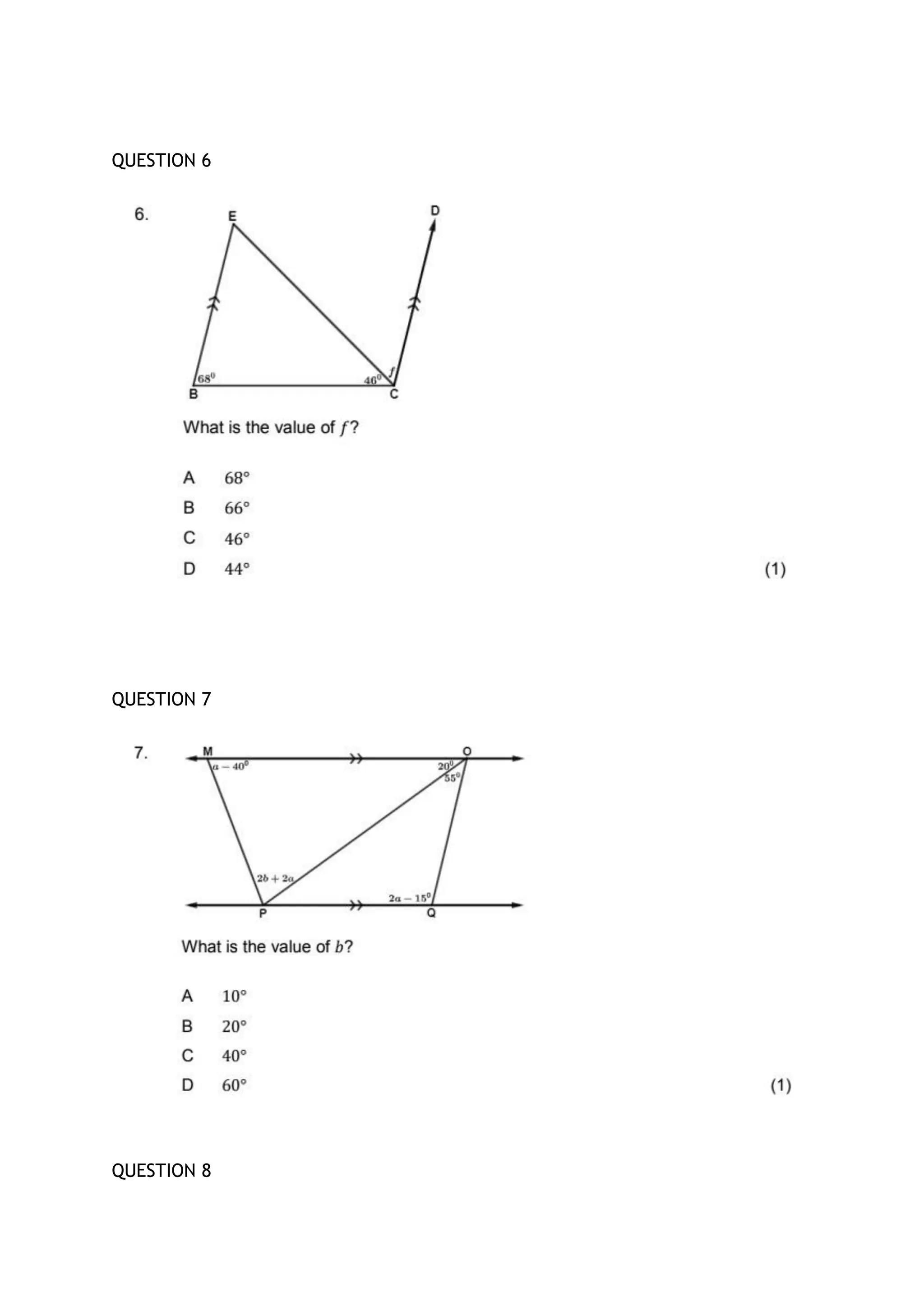 QUESTION 6
QUESTION 7
QUESTION 8