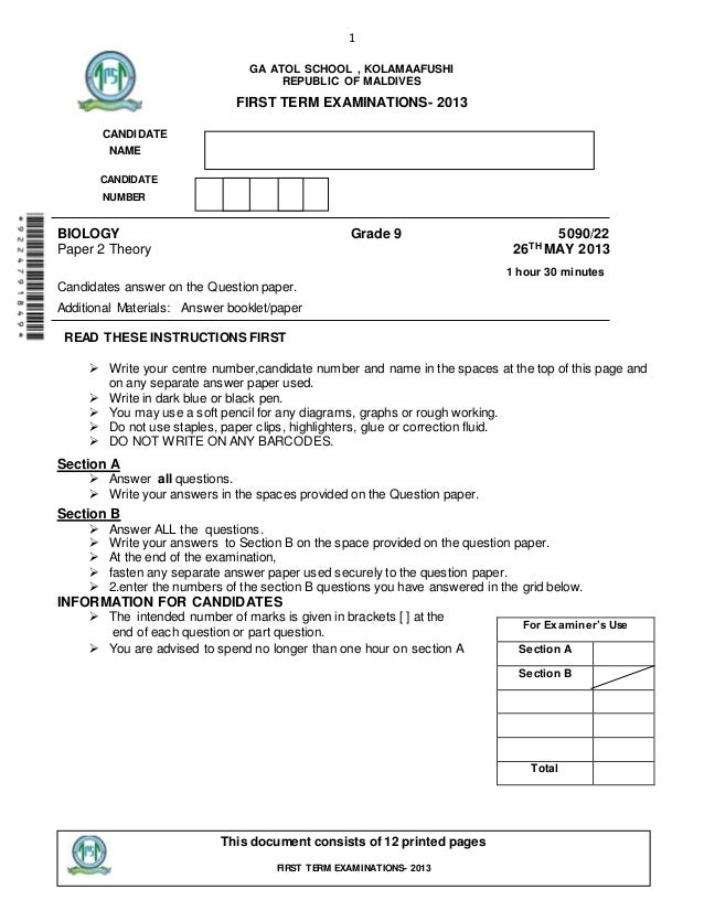 Biology subjects research paper