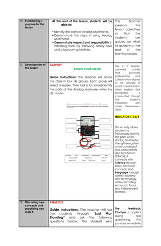 Comprehensive Lesson Plan on Using Analog Multimeter for Grade 9 TLE ...