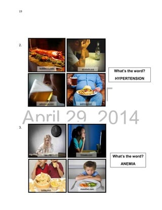 DRAFT
April 29, 2014
19
2.
3.
What’s the word?
HYPERTENSION
What’s the word?
ANEMIA
masslive.com
 