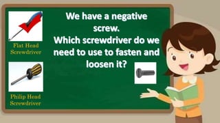 Flat Head
Screwdriver
Philip Head
Screwdriver
 