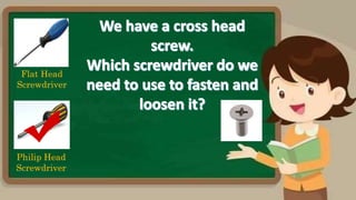 Flat Head
Screwdriver
Philip Head
Screwdriver
 