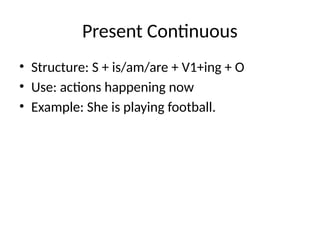 Comprehensive Grade 9 English Tenses Guide with Structures and Examples ...