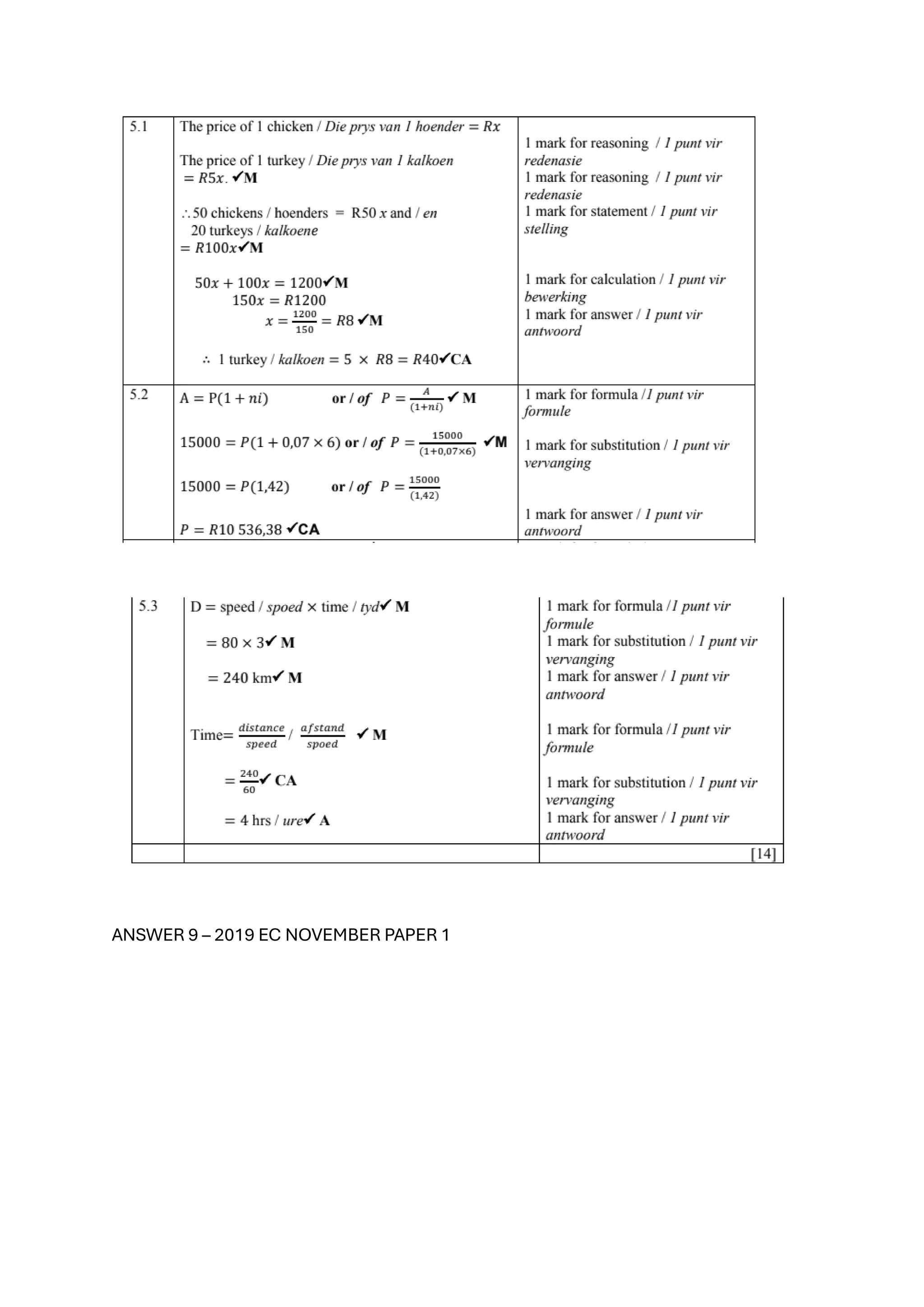 ANSWER 9 – 2019 EC NOVEMBER PAPER 1