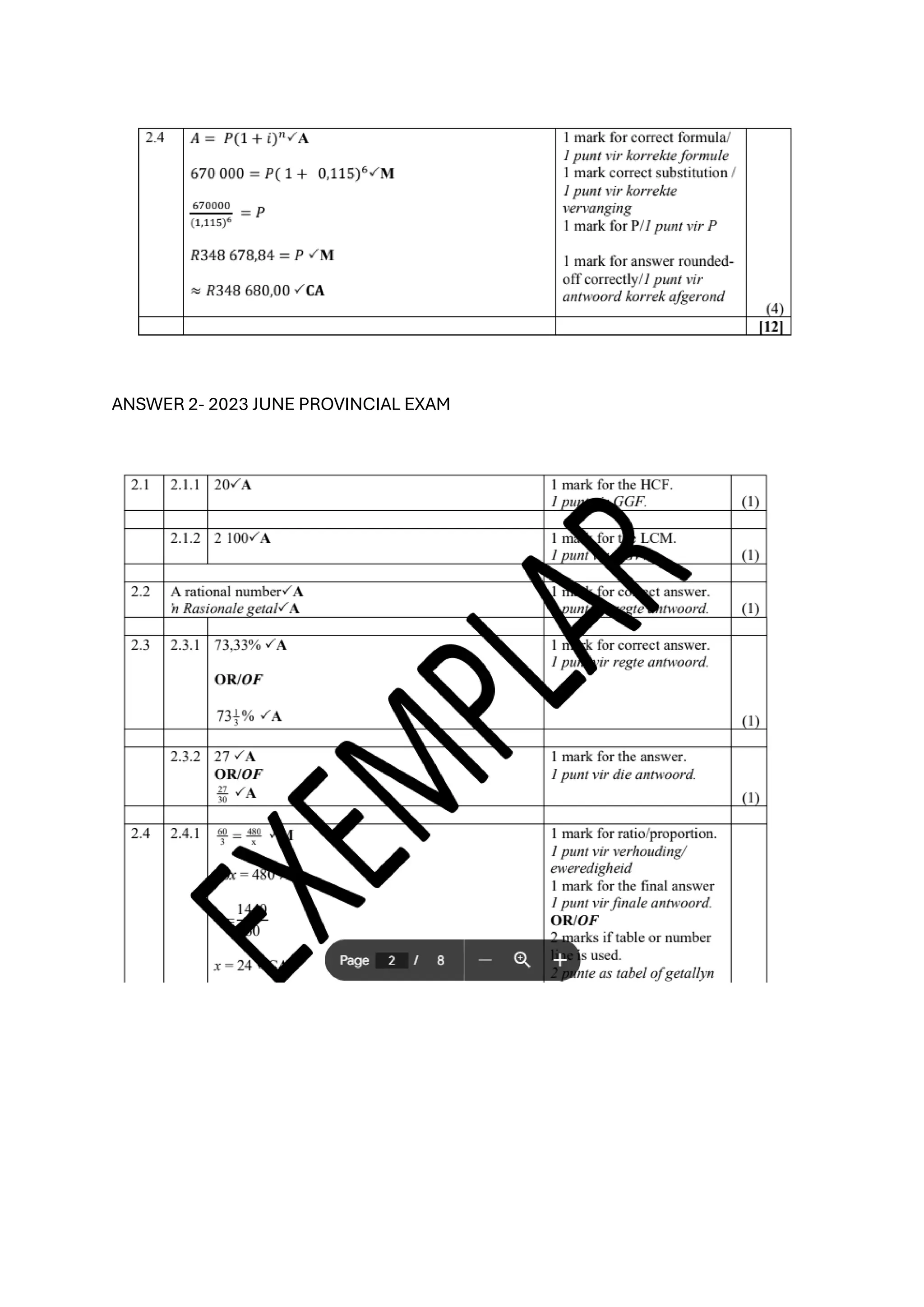 ANSWER 2- 2023 JUNE PROVINCIAL EXAM