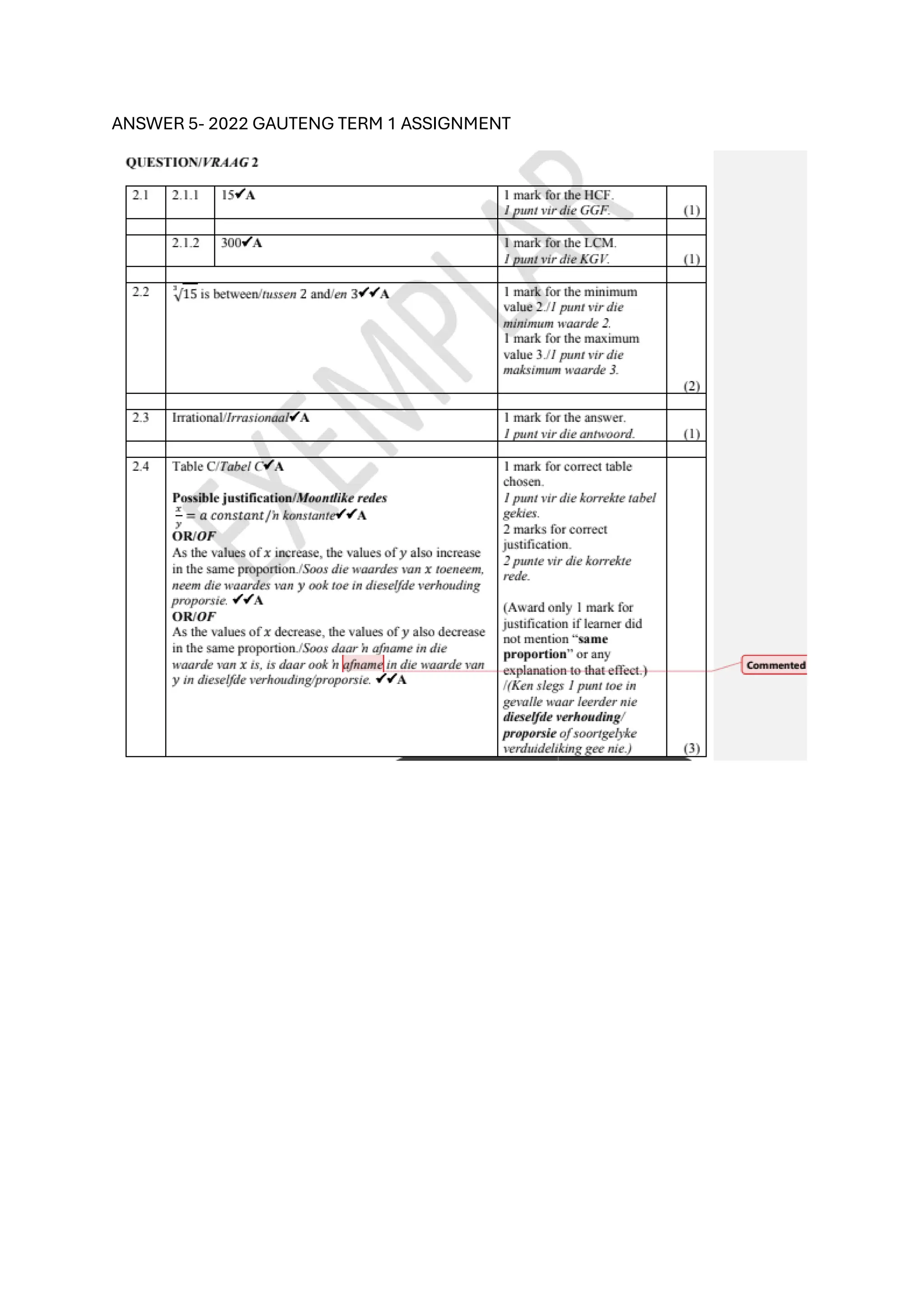ANSWER 5- 2022 GAUTENG TERM 1 ASSIGNMENT