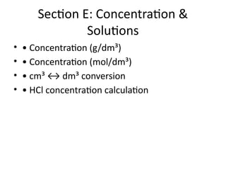 Comprehensive Grade 9 Chemistry: Mole Concept, Formulae, and Gas ...