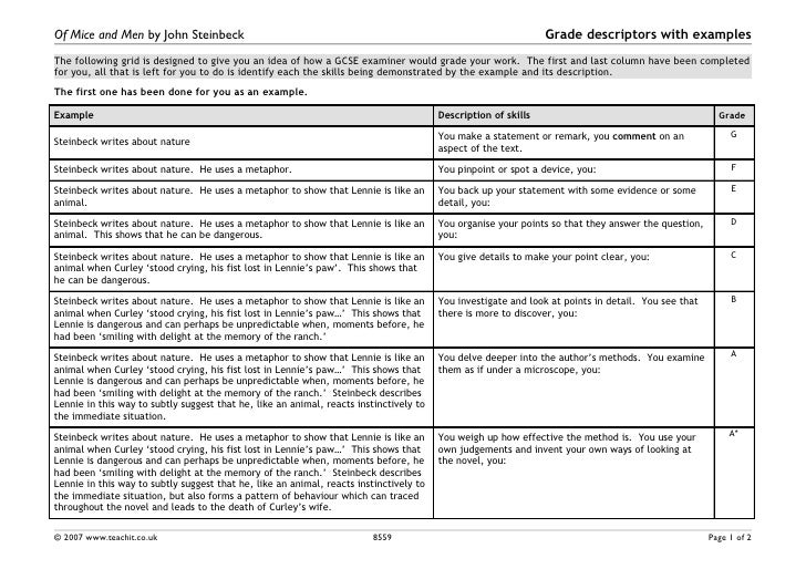 Grade descriptors with examples