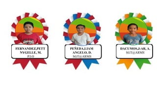 FERNANDEZ,PETT
NYGELLE, M.
P.I.O
PEÑEDA,LIAM
ANGELO, D.
SGT@ARMS
DACUMOS,J-AR, A.
SGT@ARMS
FERNANDEZ,PETT
NYGELLE, M.
P.I.O
 