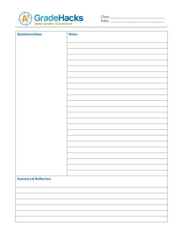 Cornell Note Template. Free Cornell Note Taking Biology Free