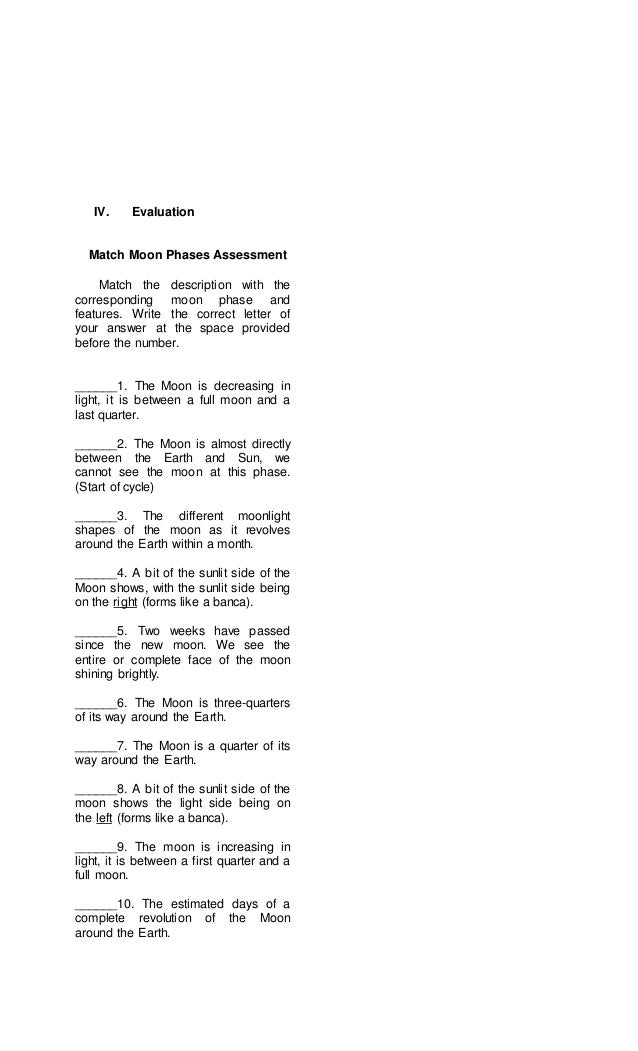 Detailed Lesson Plan About Moon
