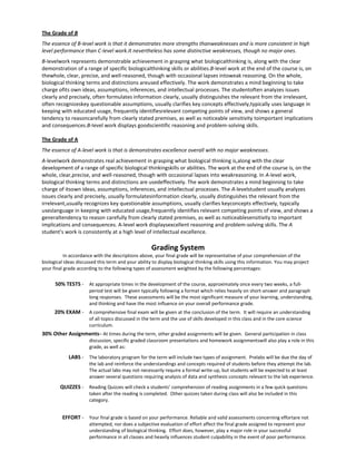 The Grade of B
The essence of B-Ievel work is that it demonstrates more strengths thanweaknesses and is more consistent in...