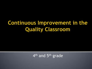 Continuous Improvement in the Quality Classroom  4th and 5th grade 