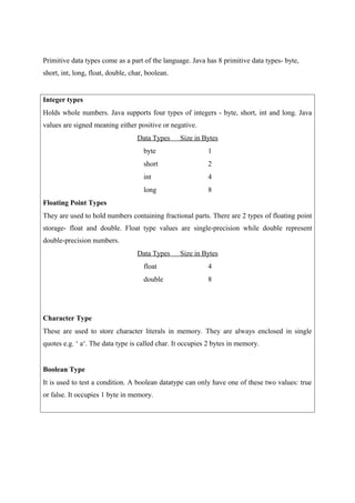 Grade 8: Introduction To Java | DOC