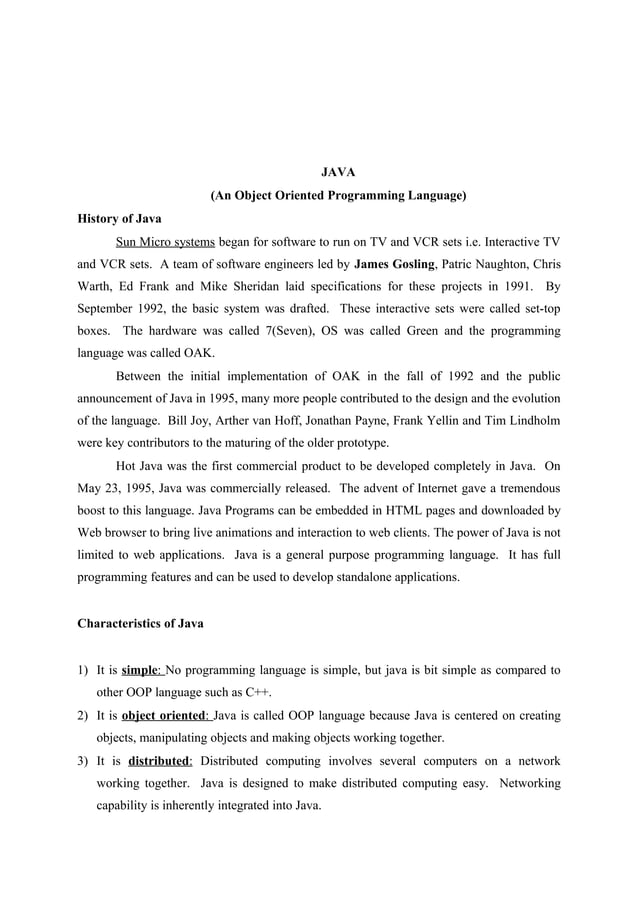 Grade 8: Introduction To Java | DOC | Programming Languages | Computing