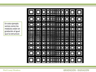 En este ejemplo
vemos como los
módulos están en
gradación al igual
que la estructura
 