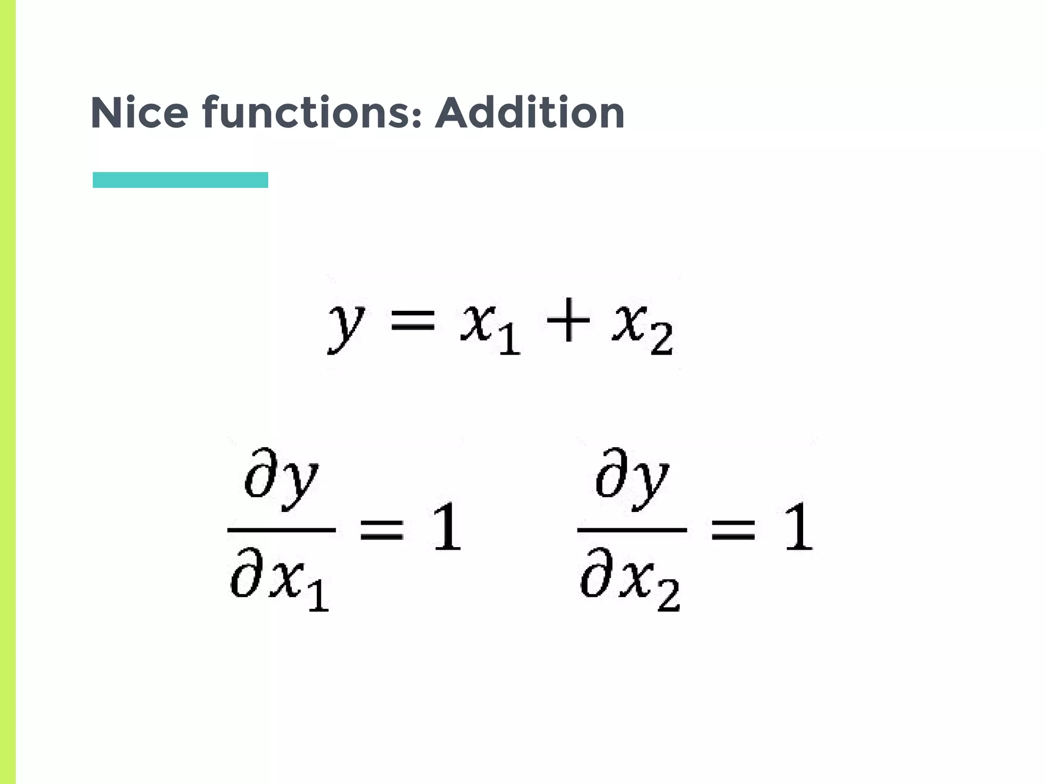 Nice functions: Addition
 