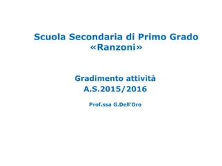 Scuola Secondaria di Primo Grado
«Ranzoni»
Gradimento attività
A.S.2015/2016
Prof.ssa G.Dell’Oro
 