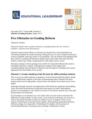 Grading and Reporting Student Learning | PDF