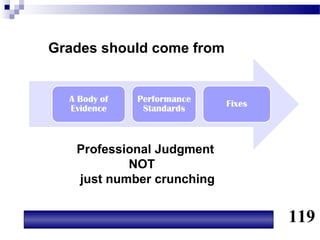 Grades should come from




   Professional Judgment
           NOT
   just number crunching


                           119
 