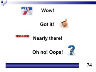 Wow!

   Got it!

Nearly there!

Oh no! Oops!

                74
 