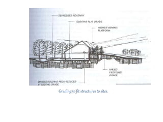 Grading to fit structures to sites.
 