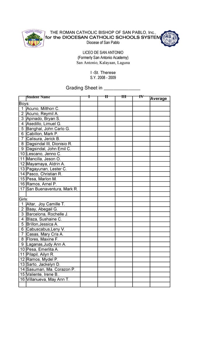 Grading Sheet 1