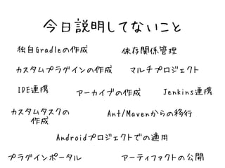 hƤʤ 
vS 
ץ饰 
IDEBЯ`֤JenkinsBЯ 
AndroidץȤǤm 
`ƥեȤι_ 
Gradle 
ॿAnt/Maven 
 
ץ饰ݩ` 
ޥץ 
 