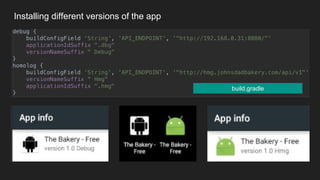 Installing different versions of the app
build.gradle
 