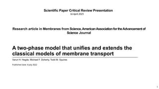 A Two-Phase Model Unifying Classical Membrane Transport Theories for ...