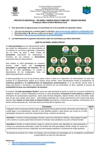 PROYECTO "MI ARBOL GENEALOGICO FAMILIAR" | PDF