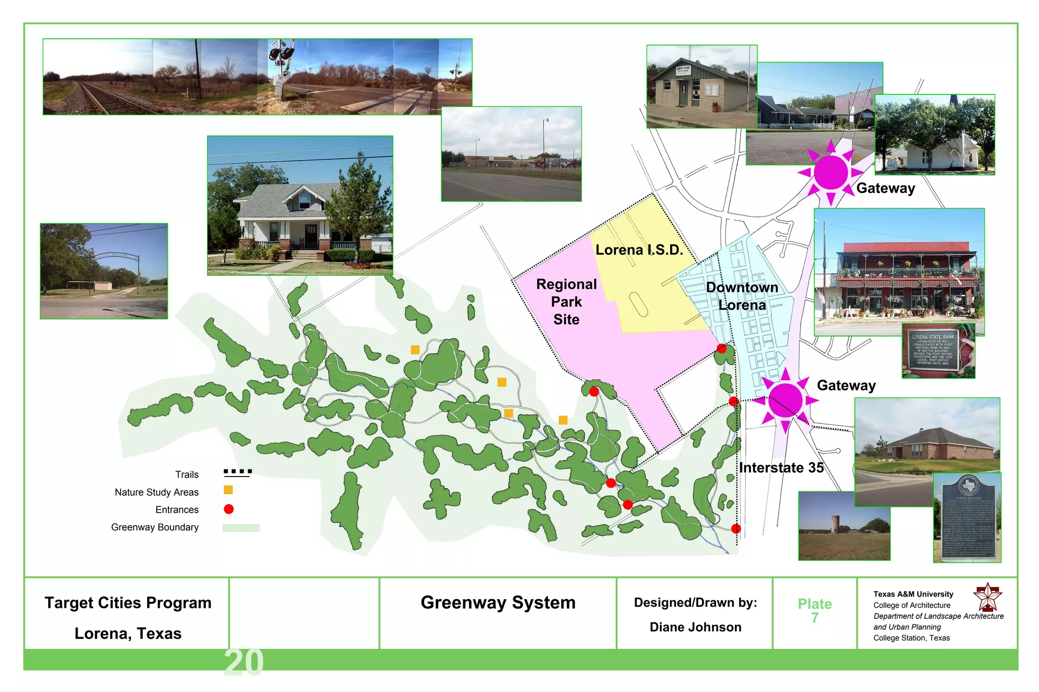 Trails Nature Study Areas Entrances Greenway Boundary Gateway Gateway Greenway System Interstate 35 7 Regional Park Site Lorena I.S.D. Downtown Lorena 20 