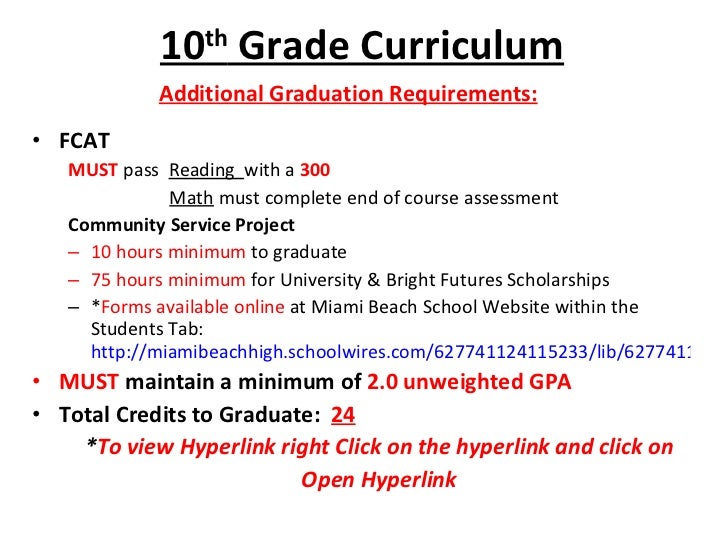 GRADUATION REQUIREMENTS. 10th grade hr