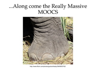 ...Along come the Really Massive
            MOOCS




        http://www.flickr.com/photos/godutchbaby/3945653742/
 